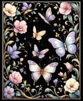 Pastel Butterflies and Floral Border Rug