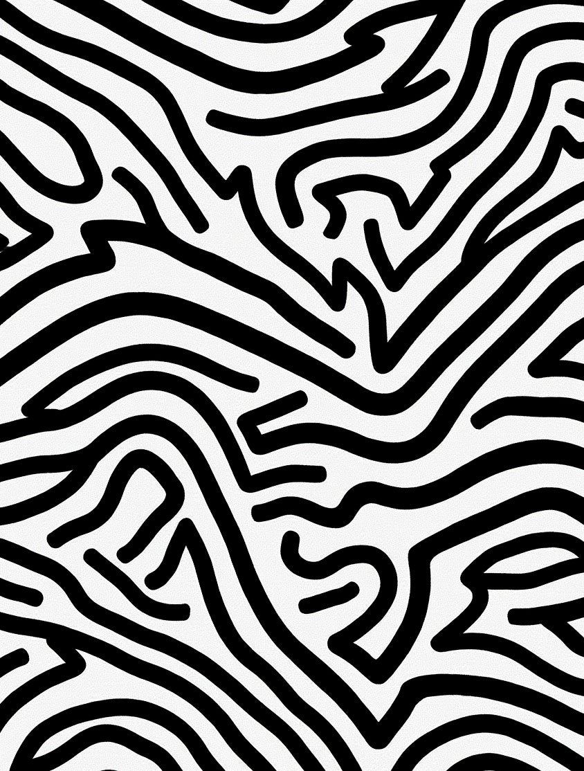 Abstract Black White Wavy Stripes Design Rug