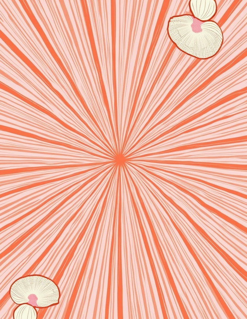 Orange Sunburst Mushroom Delight Rug