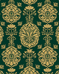Emerald Gold Ornate Floral Pattern Rug