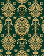 Emerald Gold Ornate Floral Pattern Rug