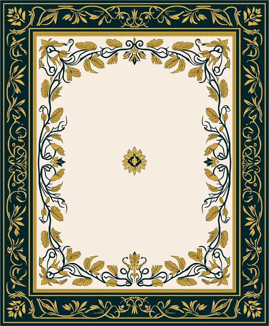 Elegant Floral Vine Border Design Rug