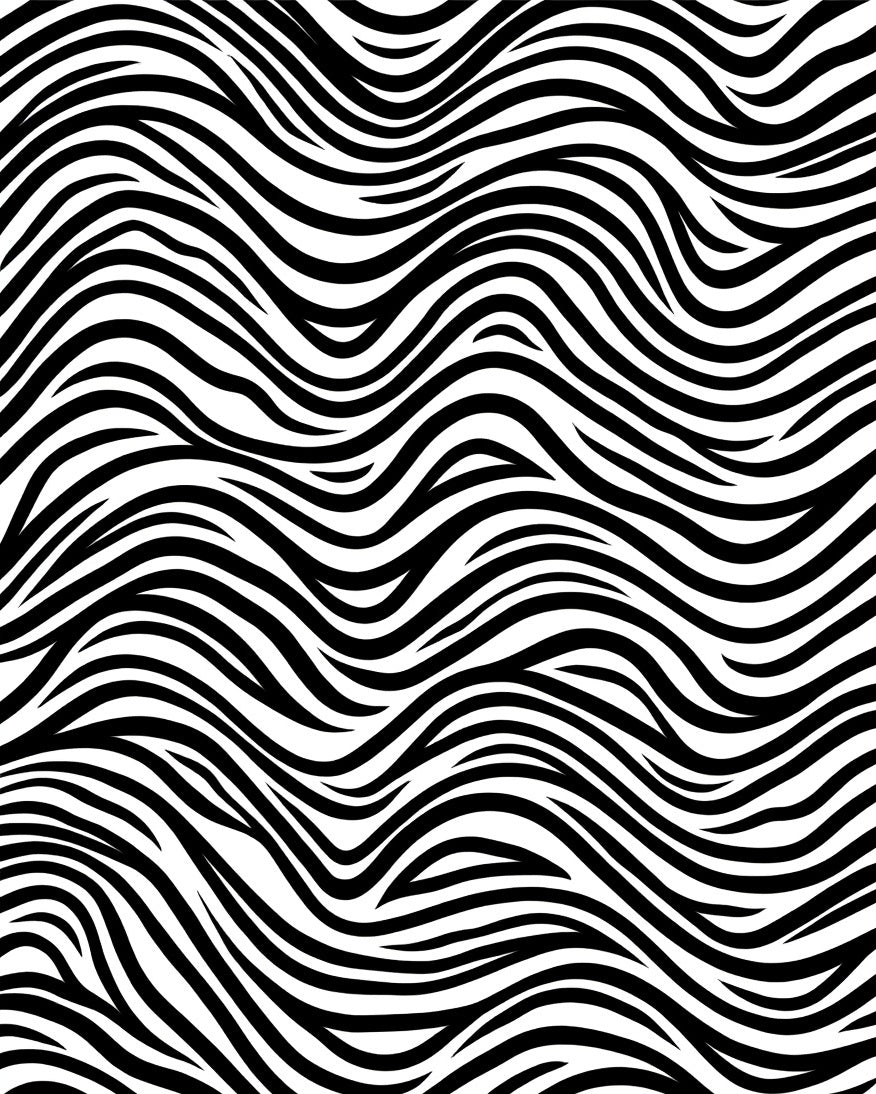 Bold Black White Wavy Lines Rug