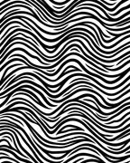 Bold Black White Wavy Lines Rug