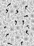Charming Birds And Blossoms Line Art Rug