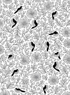 Charming Birds And Blossoms Line Art Rug