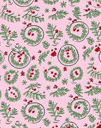 Pink Green Berry Wreath Whimsy Rug
