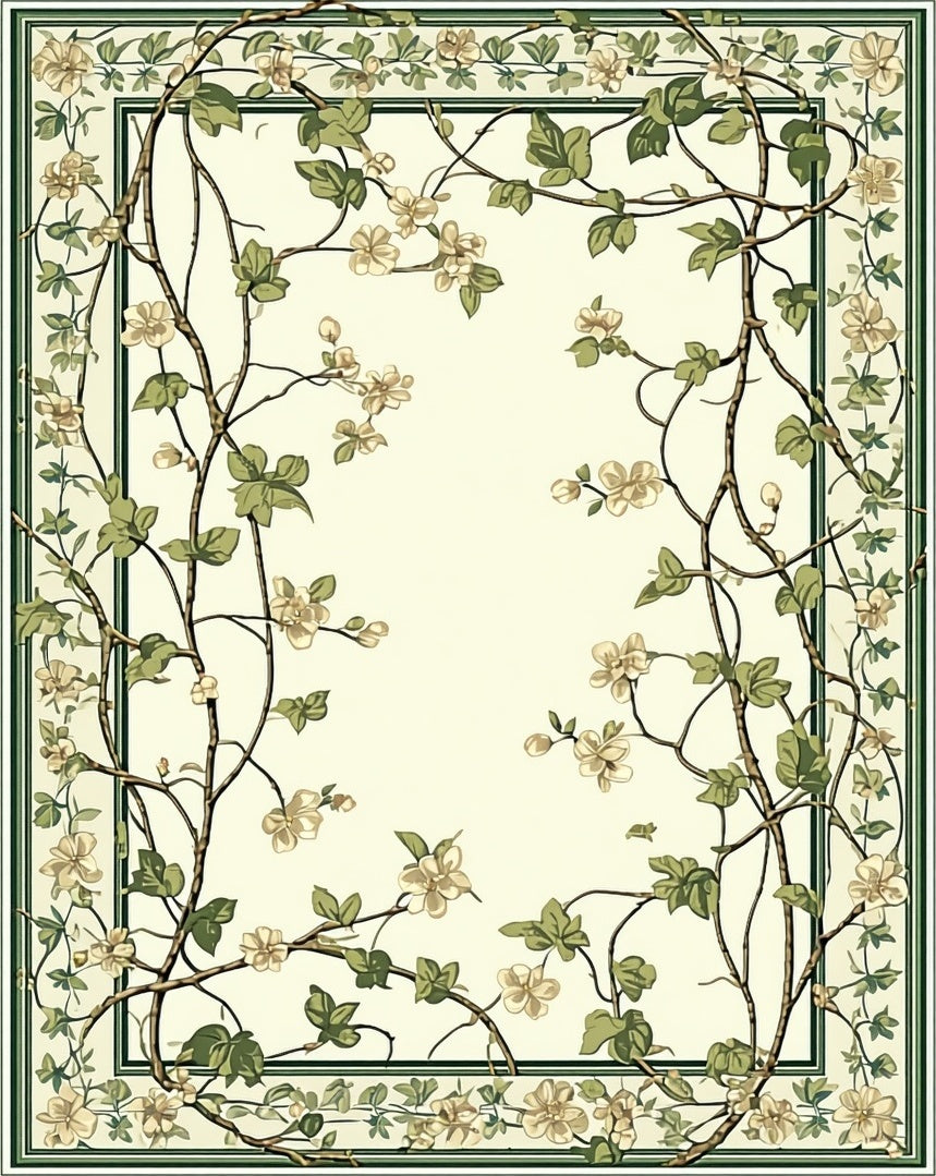 Vine Floral Border Pattern Rug