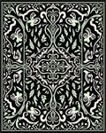 Black Light Green Floral Pattern Rug