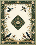 Birds and Flowers Garden Motif Rug