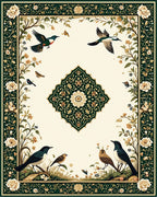 Birds and Flowers Garden Motif Rug