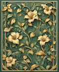 Lush Floral Golden Vine Art Rug