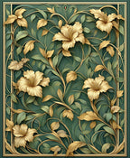 Lush Floral Golden Vine Art Rug