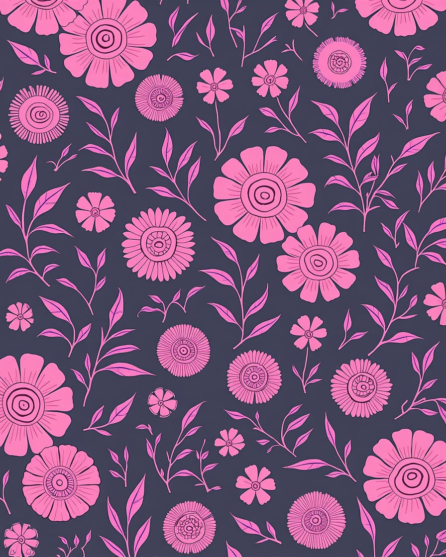 Pink Floral Botanical Nature Design Rug