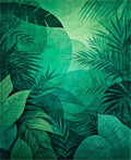 Emerald Jungle Leaf Abstract Pattern Rug