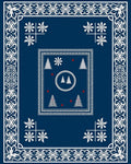 Nautical White Pine Snowflake Border Rug