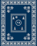 Nautical White Pine Snowflake Border Rug