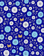 Whimsical Floral Cat Pattern Rug