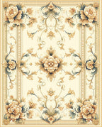 Golden Floral Intricate Pattern Design Rug