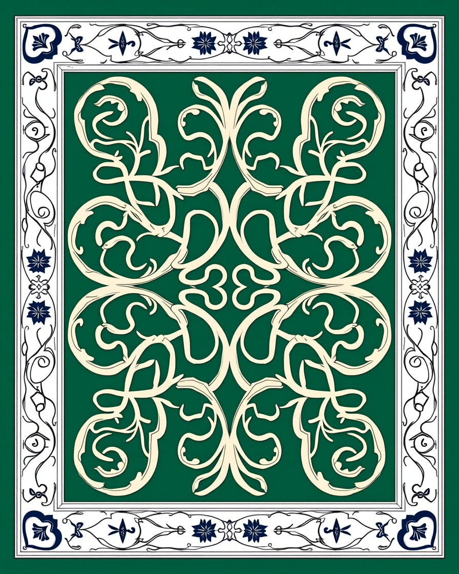 Elegant Cream Floral Border Design Rug