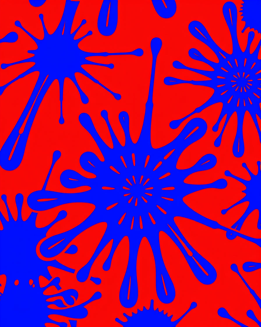 Bold Splatter Abstract Royal Blue Red Rug