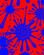 Bold Splatter Abstract Royal Blue Red Rug