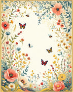 Whimsical Floral Butterfly Garden Pattern Rug