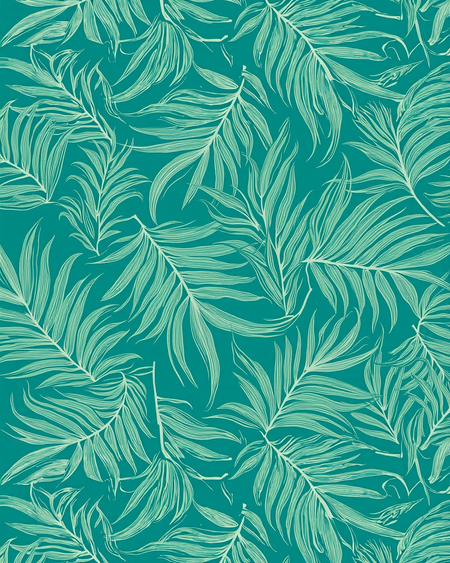 Tropical Green Leaf Pattern Rug