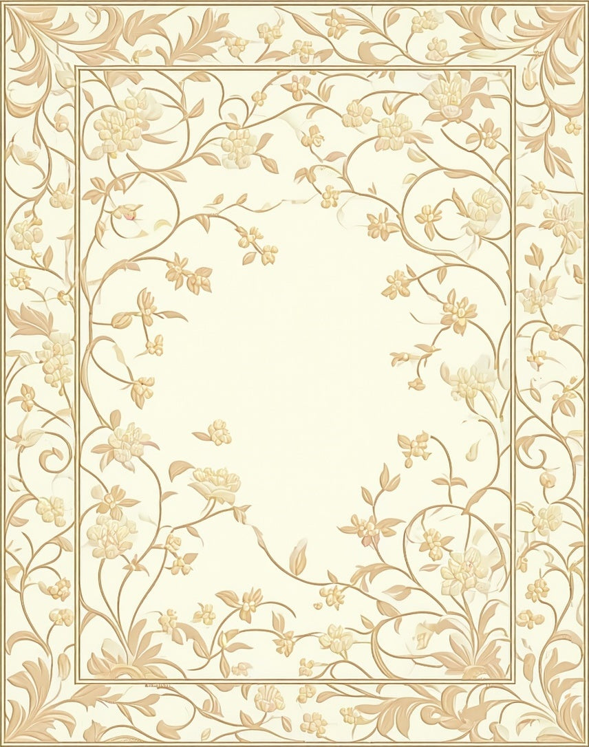Elegant Floral Vine Border Design Rug