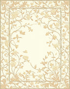 Elegant Floral Vine Border Design Rug