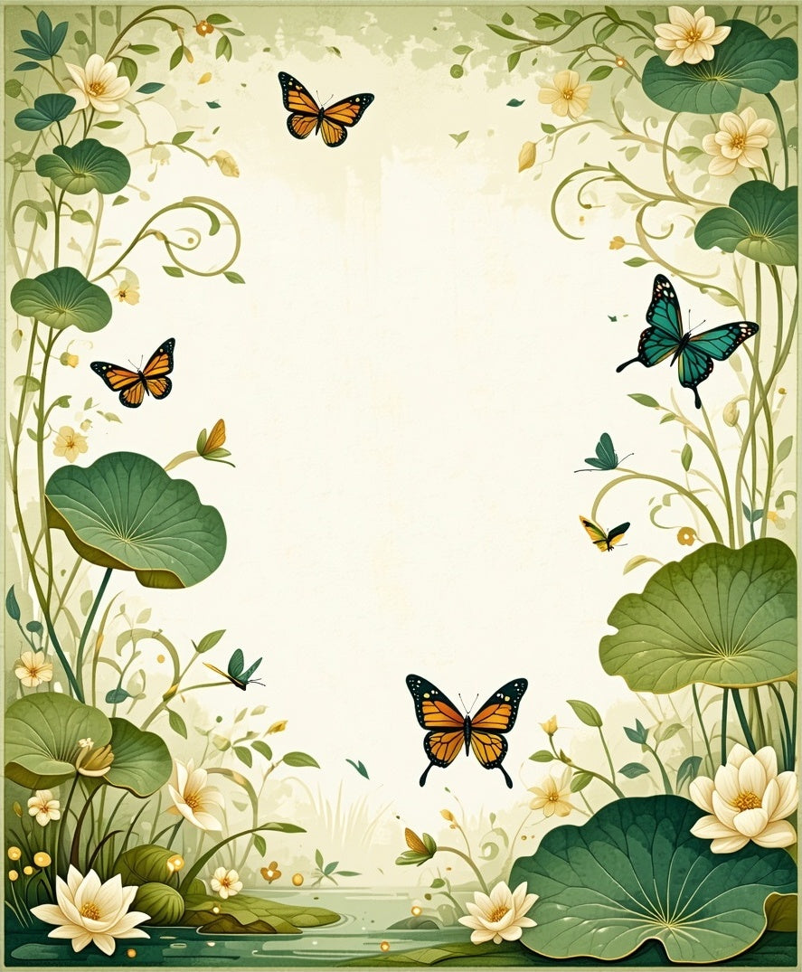 Whimsical Butterflies And Lotus Floral Rug