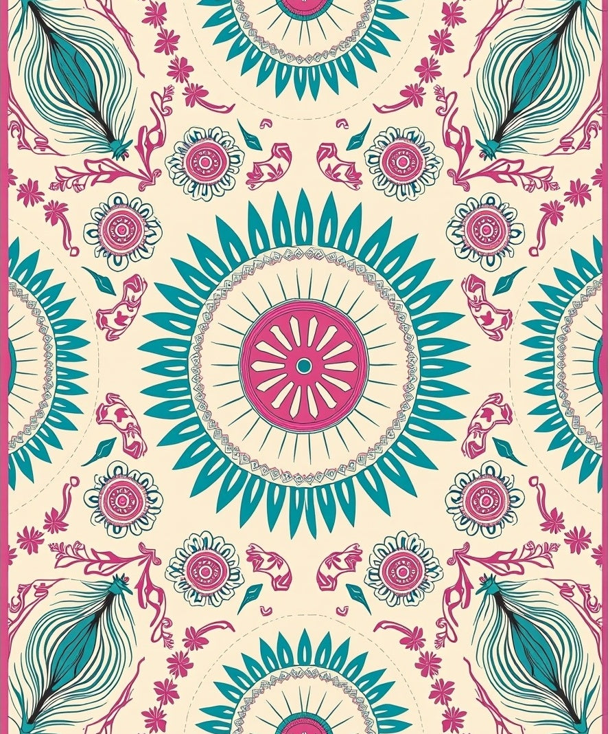 Boho Inspired Floral Mandala Art Rug
