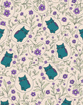 Whimsical Teal Cats Floral Pattern Rug