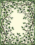 Vining Green Leaf Botanical Pattern Rug