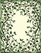 Vining Green Leaf Botanical Pattern Rug