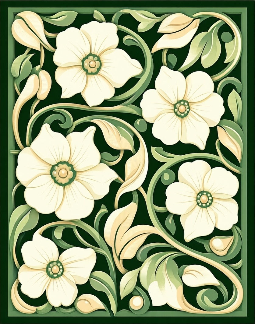 Elegant Floral Vine Decorative Rug