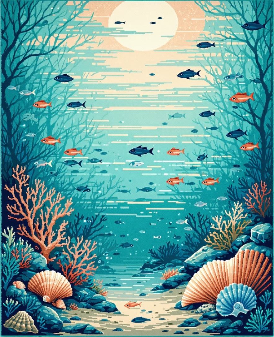 Ocean Life Underwater Tropical Design Rug