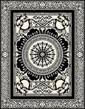 Ornate Black and White Mandala Design Rug