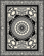 Ornate Black and White Mandala Design Rug