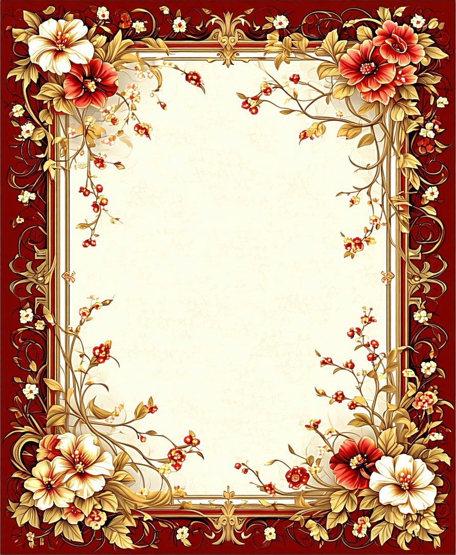 Rich Floral Vine With Golden Accents Rug