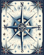 Nautical Star Compass Design Rug