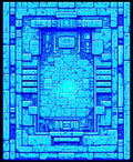 Abstract Blue Geometric Circuitry Rug