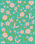 Pink Birds Flowers Aquatic Pattern Rug
