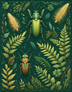 Emerald Insects Botanical Fantasy Rug