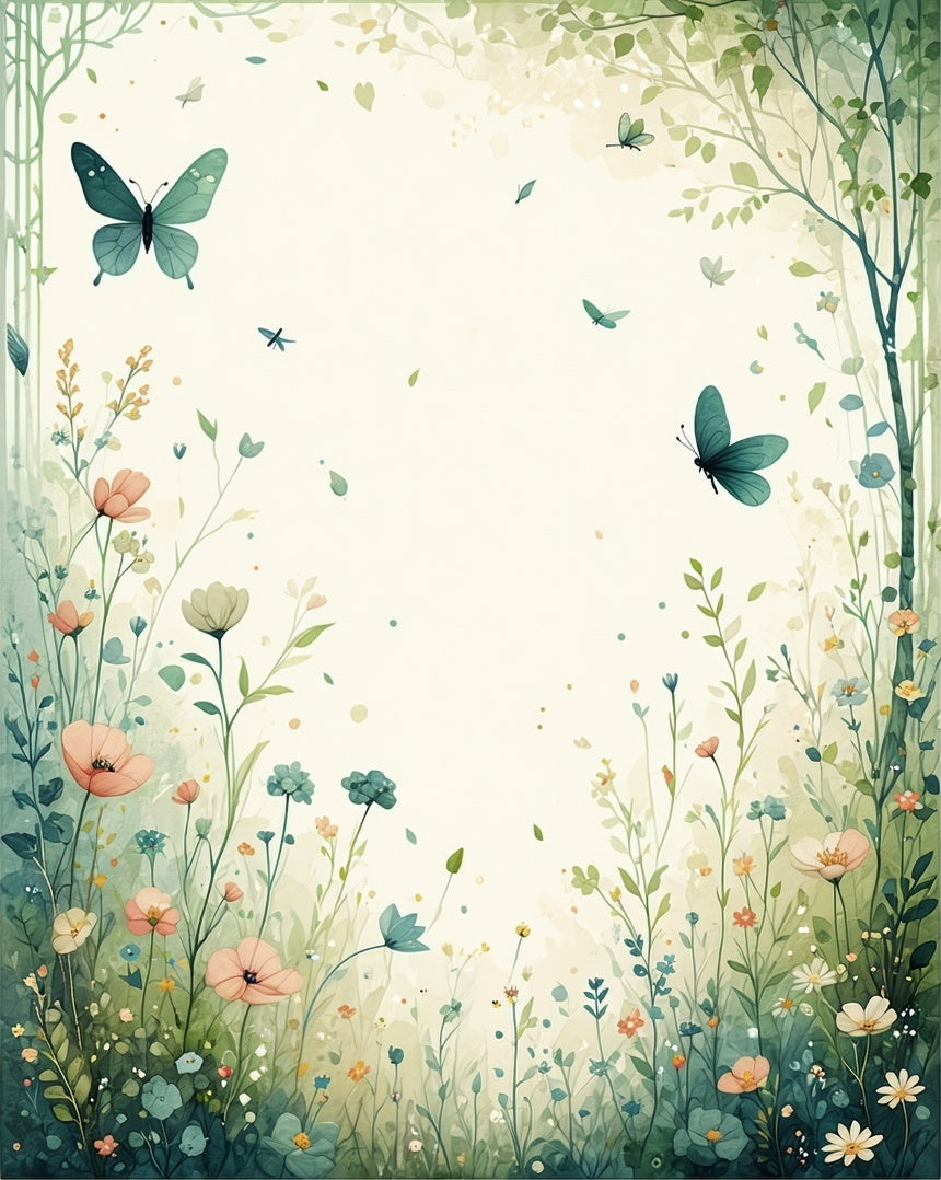 Ethereal Garden Butterfly and Floral Design Rug