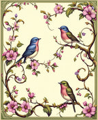 Floral Birds On Winding Branches Rug