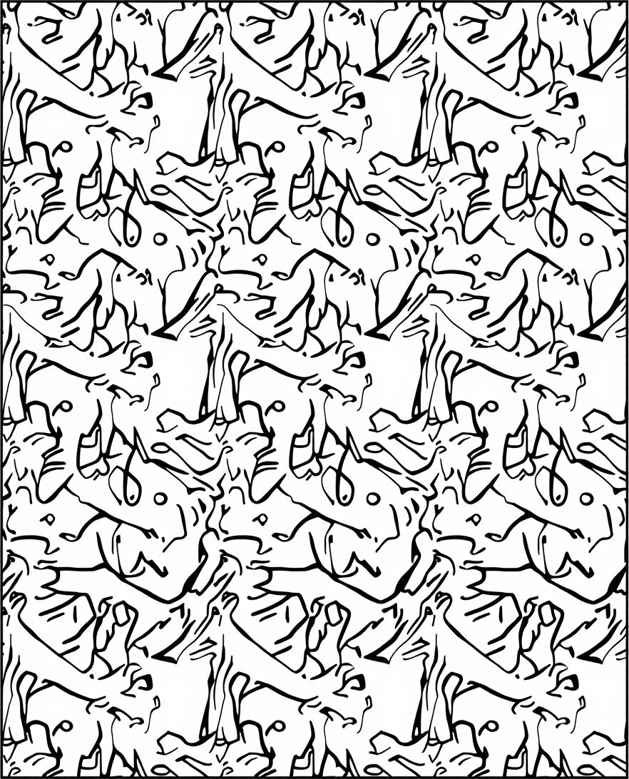 Abstract Sketchy Animal Pattern Design Rug