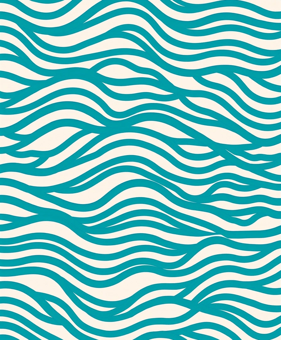 Teal Wave Pattern Design Rug
