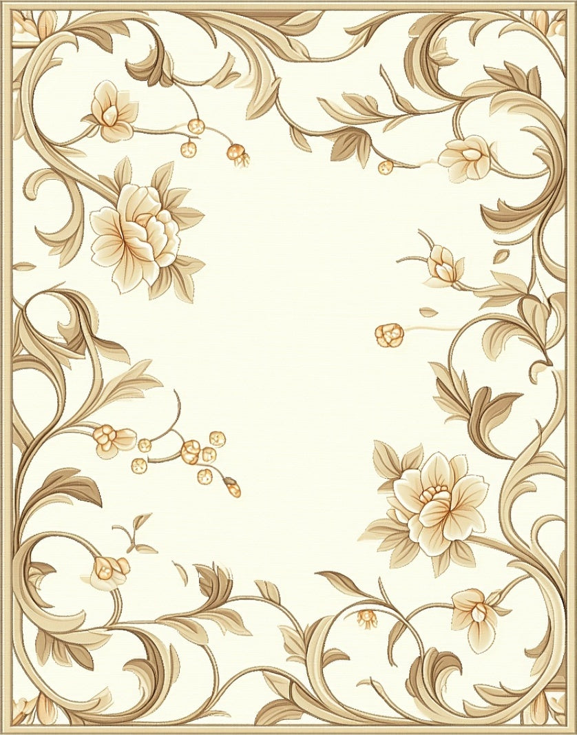 Ornate Floral Vine Decorative Rug