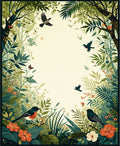 Lush Woodland Birds Floral Scenes Rug